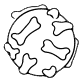 A round object with several bone-shaped patterns on its surface, resembling a ball with bone designs. The background is gray.