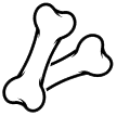 A simple black outline drawing of two crossed bones on a gray background.
